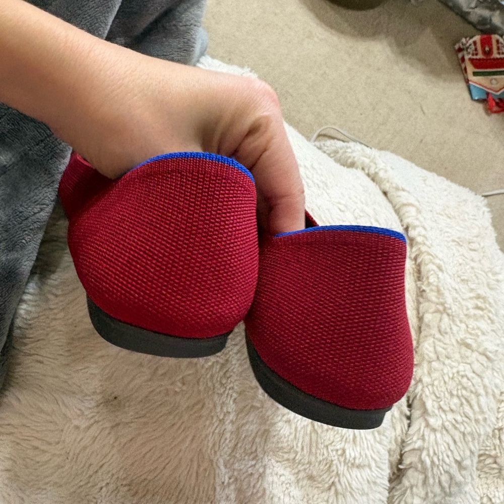 Rothy's Vibrant Red Flats with Blue Accents - Picture 2 of 4